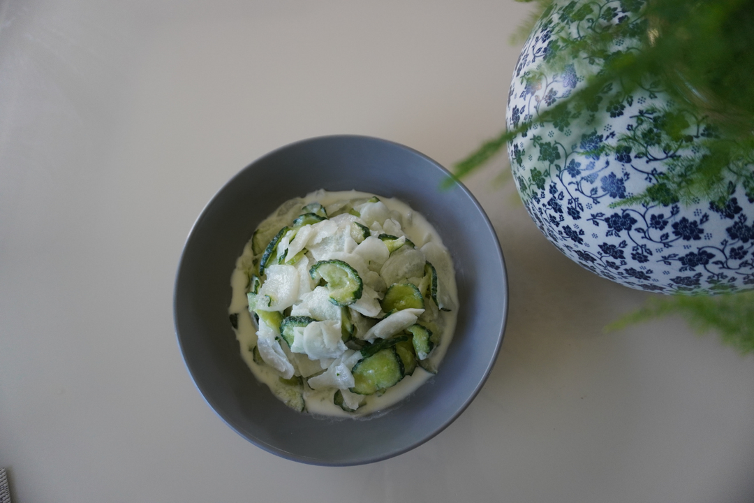 Daikon & Cucumber Salad with Coconut Milk and Lime